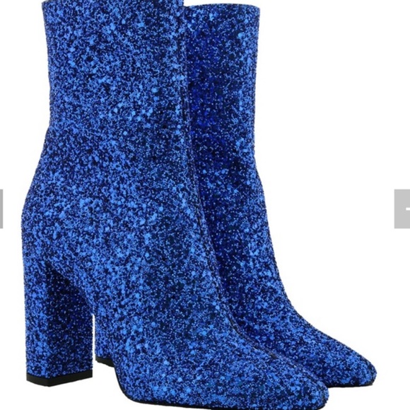 saint laurent loulou washed glitter booties